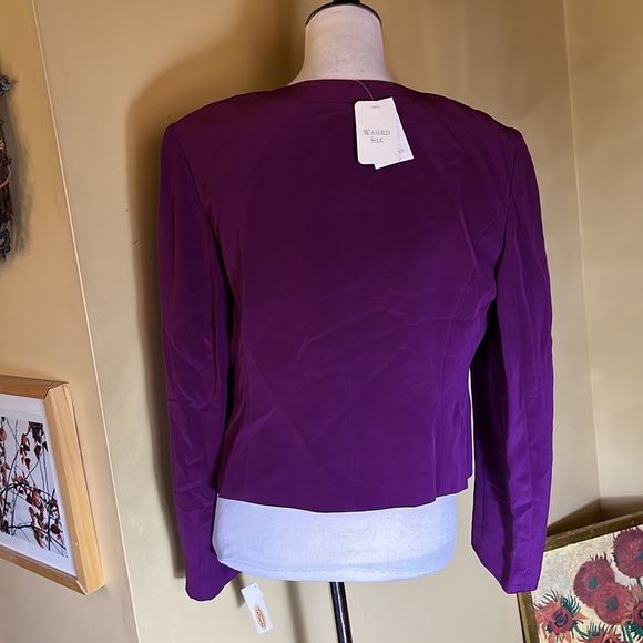 Vtg TALBOTS Size 14 100% Washed Silk Deep Plum Purple Scalloped Trim $188 NEW - Picture 6 of 16